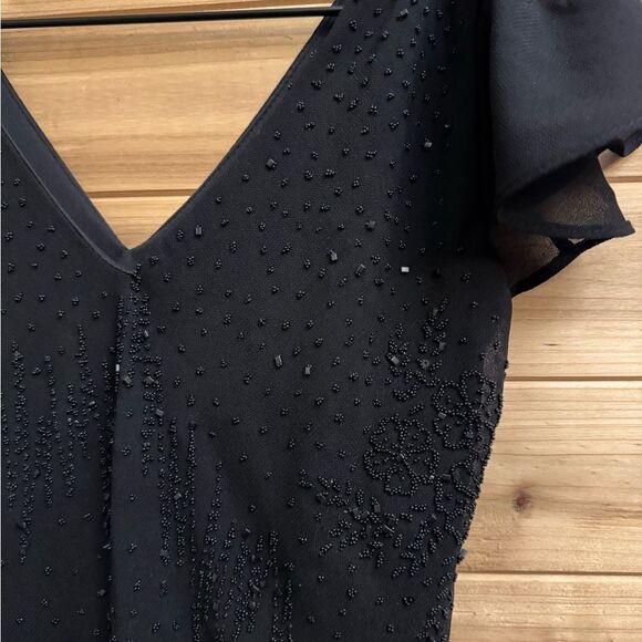 Vintage Y2K Ninalee Sz Small Beaded Flutter Sleeve Whimsigoth Vampire Dress Gown - Picture 6 of 14